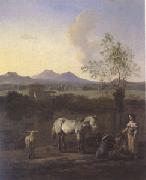 Karel Dujardin The Pasture Horses Cows and Sheep in a Meadow with Trees (mk05) china oil painting reproduction